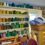 Yarn stash in weaving room at Thousand Islands Museum Yarn stash